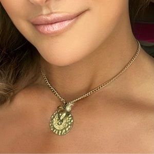 Triple Disc Horseshoe Gold Toned Necklace